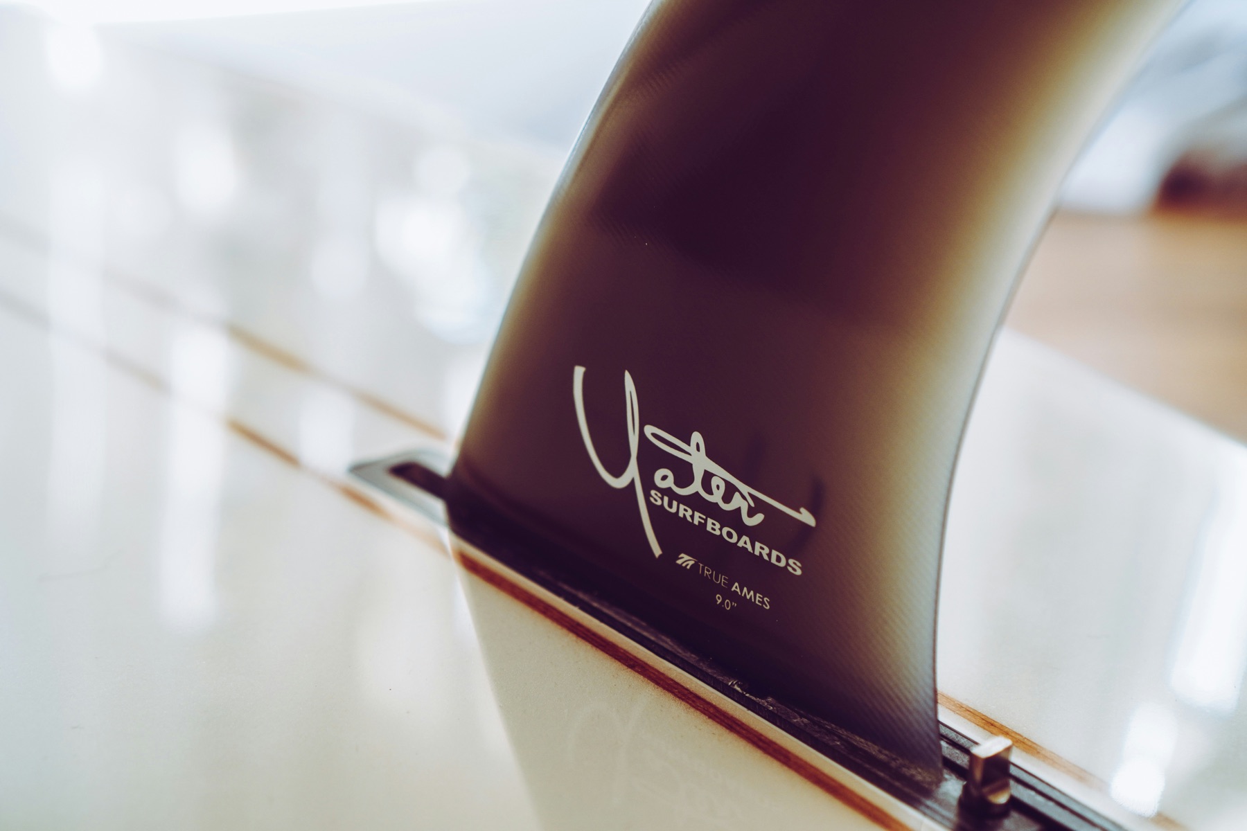 A Yater Surfboards fin, a classic Santa Barbara surf shop