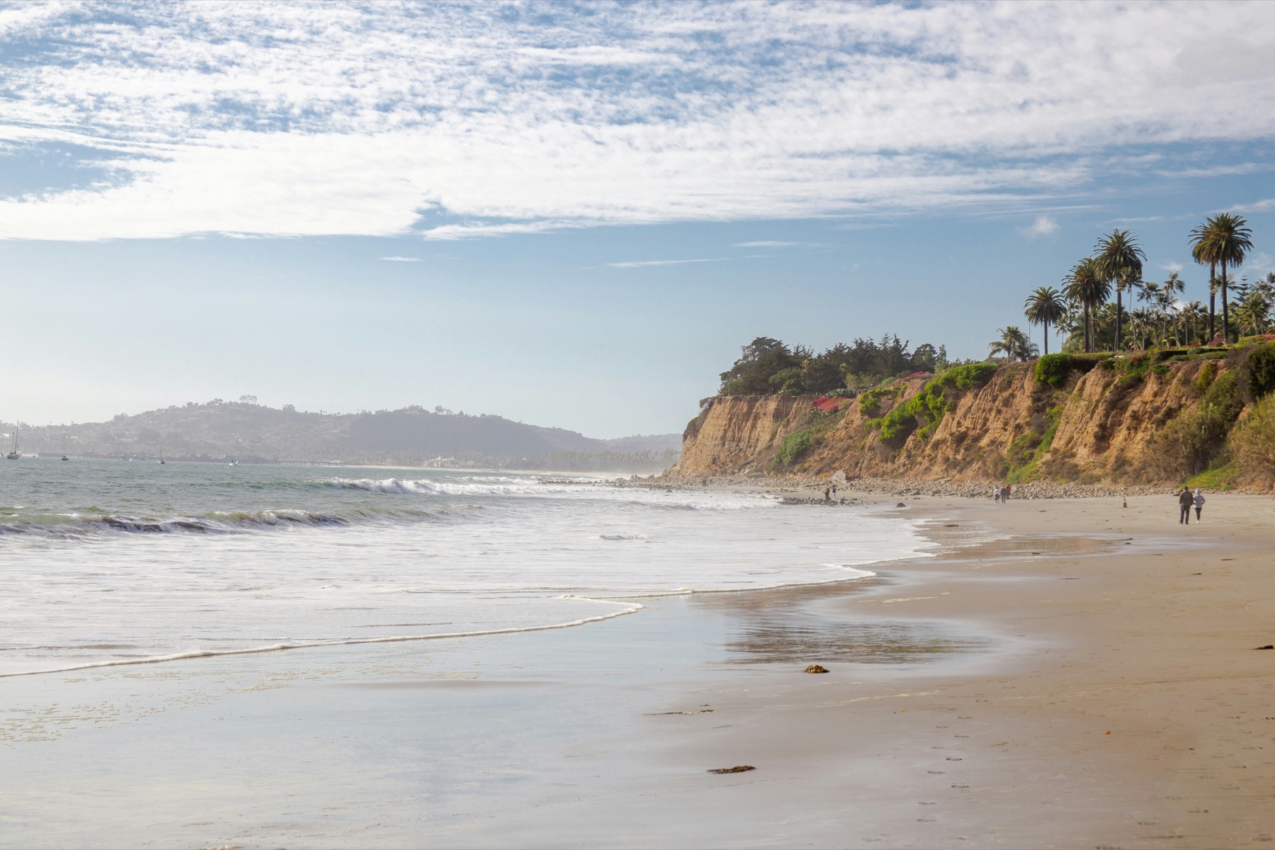 A palm-topped bluff overlooking a private stretch of Hope Ranch coastline