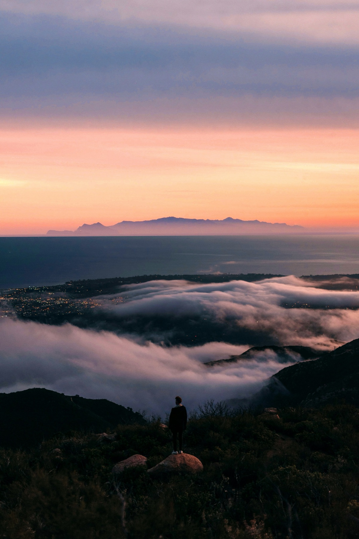 Standing above the marine layer, looking out over the Channel Islands