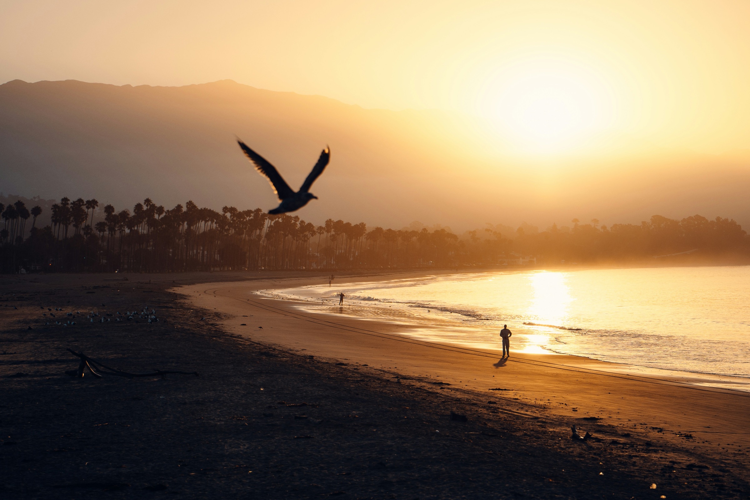 Golden-hour sunset along the Santa Barbara coast